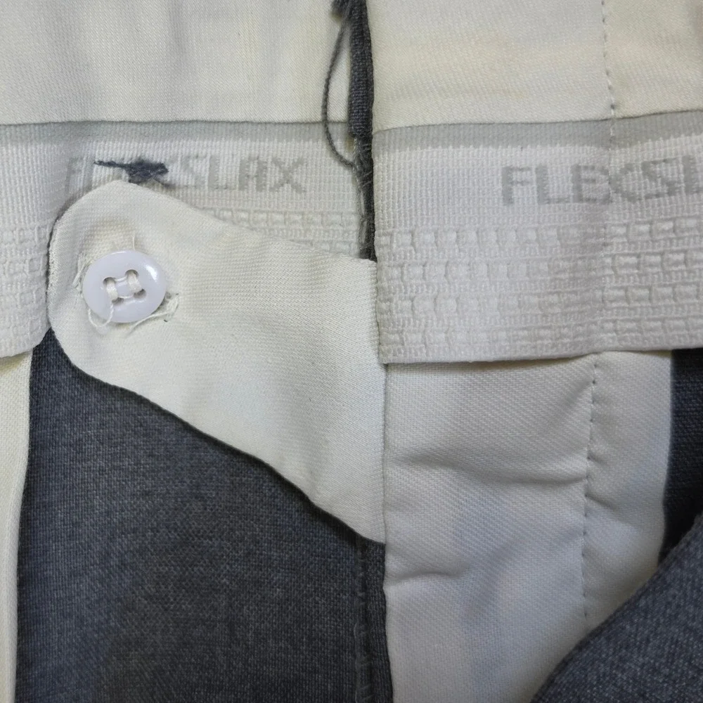 Vintage Sears Perma-Prest Flexslax Gray Wool Blend Dress Pants Mens 34x30 USA
